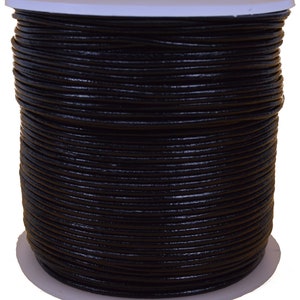 Black 1mm Leather Round Cord 100 Meter Spool