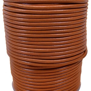 Orange 3mm Leather Round Cord 50 Meter Spool