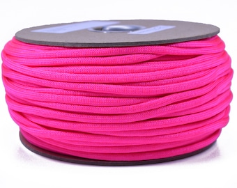 Neon Pink - 250 Foot Spool - 550 Type III 7 Strand Commercial Paracord for Paracord Crafts - Made in the United States