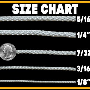 Diamond Braid Nylon Lightweight White Rope - 1/8