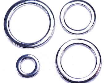 Solid Stainless Steel Metal O-Ring/O Ring - 4 Sizes, Multiple Packs - for Macrame, Camping, Belts, Purse, Handbag, Crafts