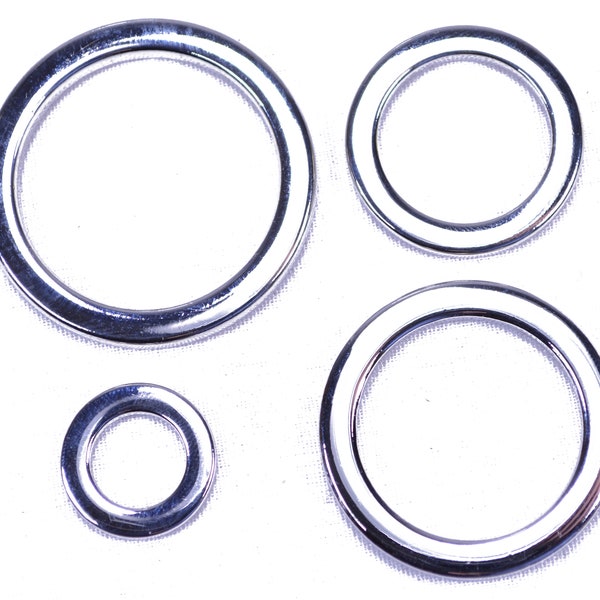 Solid Stainless Steel Metal O-Ring/O Ring - 4 Sizes, Multiple Packs - for Macrame, Camping, Belts, Purse, Handbag, Crafts