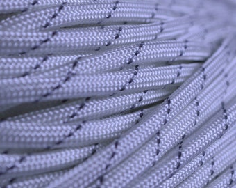 White - 100 Feet - 550 Reflective Tracer Paracord for Paracord Crafts - Made in the United States