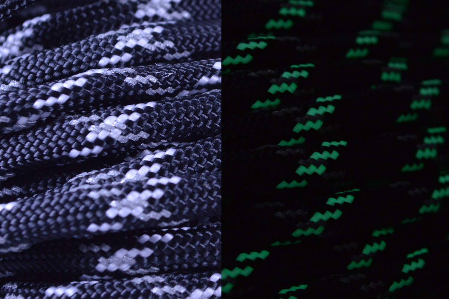 Reflective & Glow in the Dark Tracer Black Paracord 100 Feet 550 Paracord  for Paracord Crafts Made in the United States 