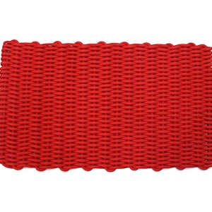 Red - Handwoven Rope Door Mat Rug - Veteran Made