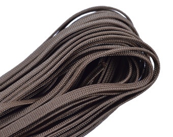 Coyote Brown Coreless/Gutted 550 Paracord - Flat Hollow Cord - Whip Makers Computer Cable Sleeve - 100 Feet