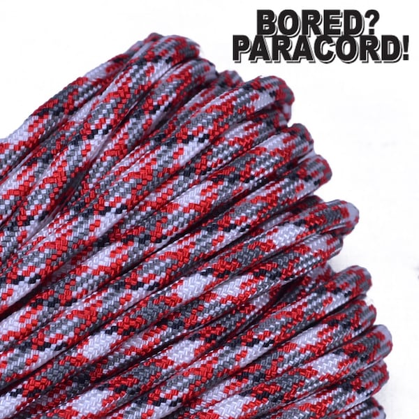 Red Camo - 100 Feet / 50 Feet / 25 Feet - 550 Paracord for Paracord Crafts - Made in the United States