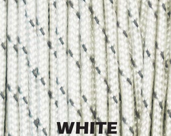 Reflective 95 Cord - White - Type 1 Paracord - 100 Feet on Plastic Winder - 1/16" Thick - Bored Paracord