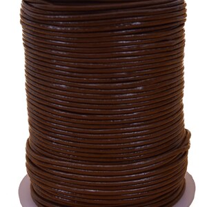 Light Brown 1mm Leather Round Cord 50 Meter Spool