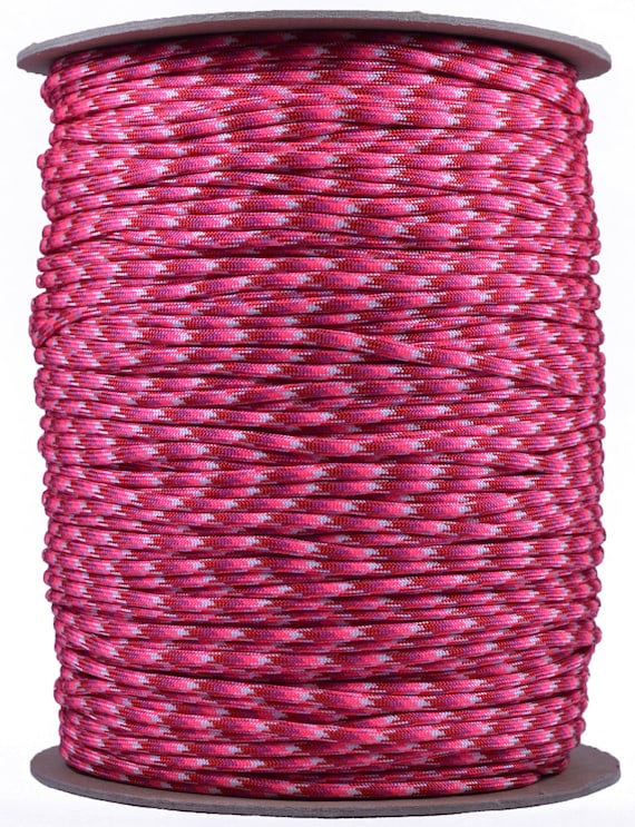 Paracord 550 Mimetico Rosa E Bianco Fluorescente &ndash; Bobina Da 1000 Piedi, 7 Fili, Bored Paracord