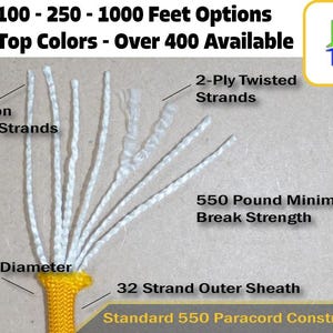 Abyss - 250 Foot Spool - 550 Type III 7 Strand Commercial Paracord for Paracord Crafts - Made in the United States image 3