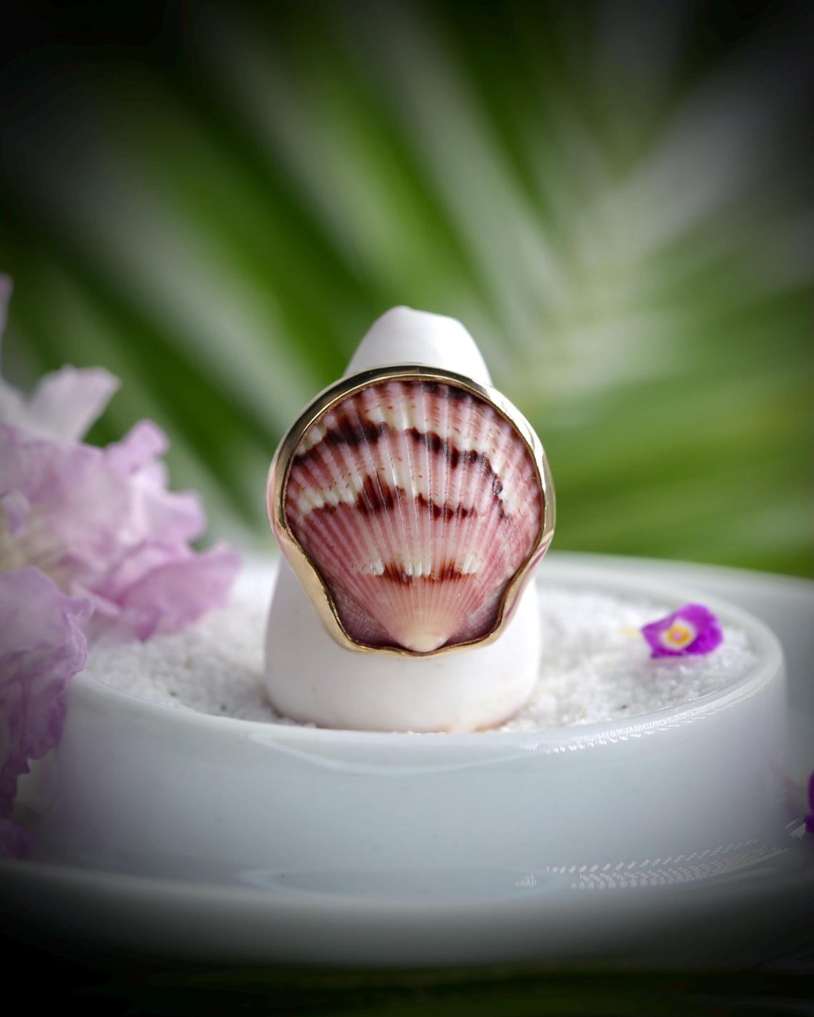 Pink Scallop Shell Ring - 14k Gold Fill Handmade Ocean Inspired Beach ...