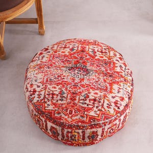 Floor Cushion Printed Pouff Ottoman Oriental Persian Vintage Boho Style Antique Jacobean Floral  Indian Ethnic Cushion