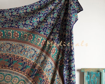 Indian Mandala Tapestry Vintage Bohemian Elephant Batik Intricate Traditional Pattern Boho Wall Hanging