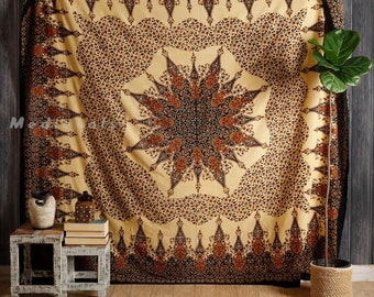 Paisley Ivory Indian Printed Batik Style Boho Tapestry Decor