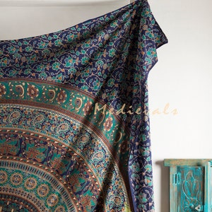 Indian Mandala Tapestry Vintage Bohemian Elephant Batik Intricate Traditional Pattern Boho Wall Hanging