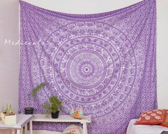 purple and grey tapestry