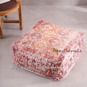 Pouf Cover Bohemian Floor Moroccan  Cushion Ottoman Vintage Pouffe  Bedroom Living Room Distressed Traditional Persian Boho Digital Printed