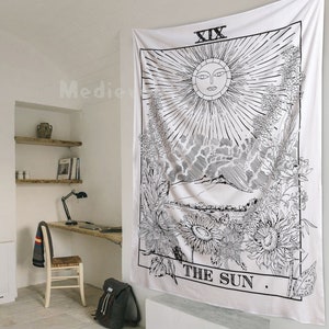 Best Selling Sun Tapestry Black and White Tarot Wall Hanging