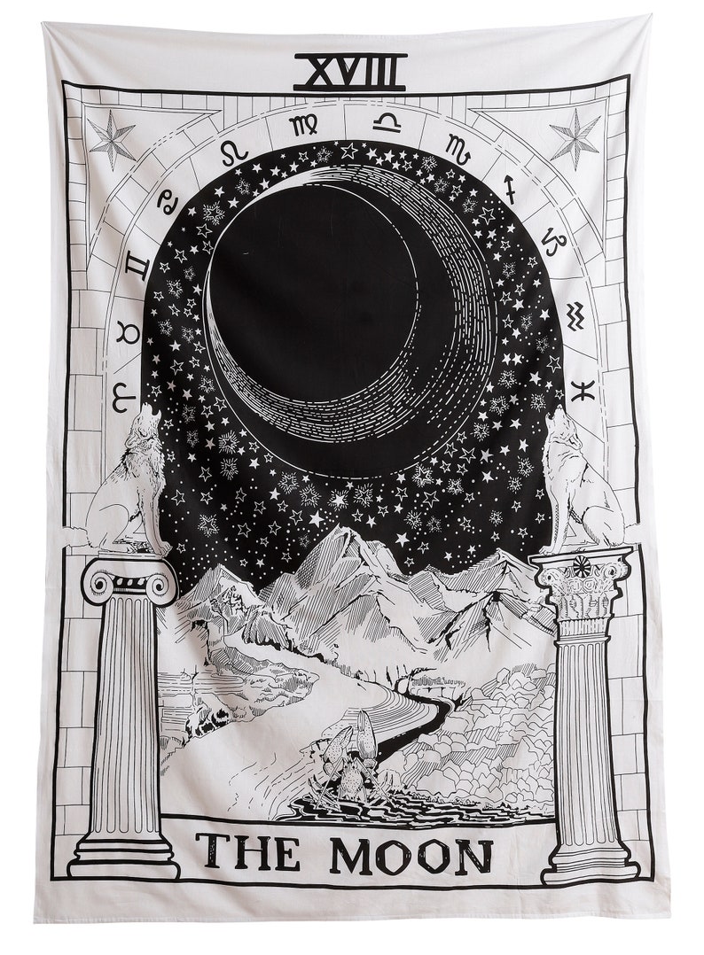 Moon Tapestry Wall Hanging Medieval Europe Divination Tarot Etsy UK