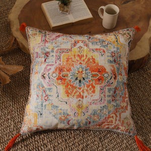Antique Persian Vintage Throw Cushions, New Home decor Gift, Printed Boho chic Moroccan Turkish kilim Cushion Pillows