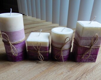 Purple Palm Wax Pillar Candle Custom Made All Natural