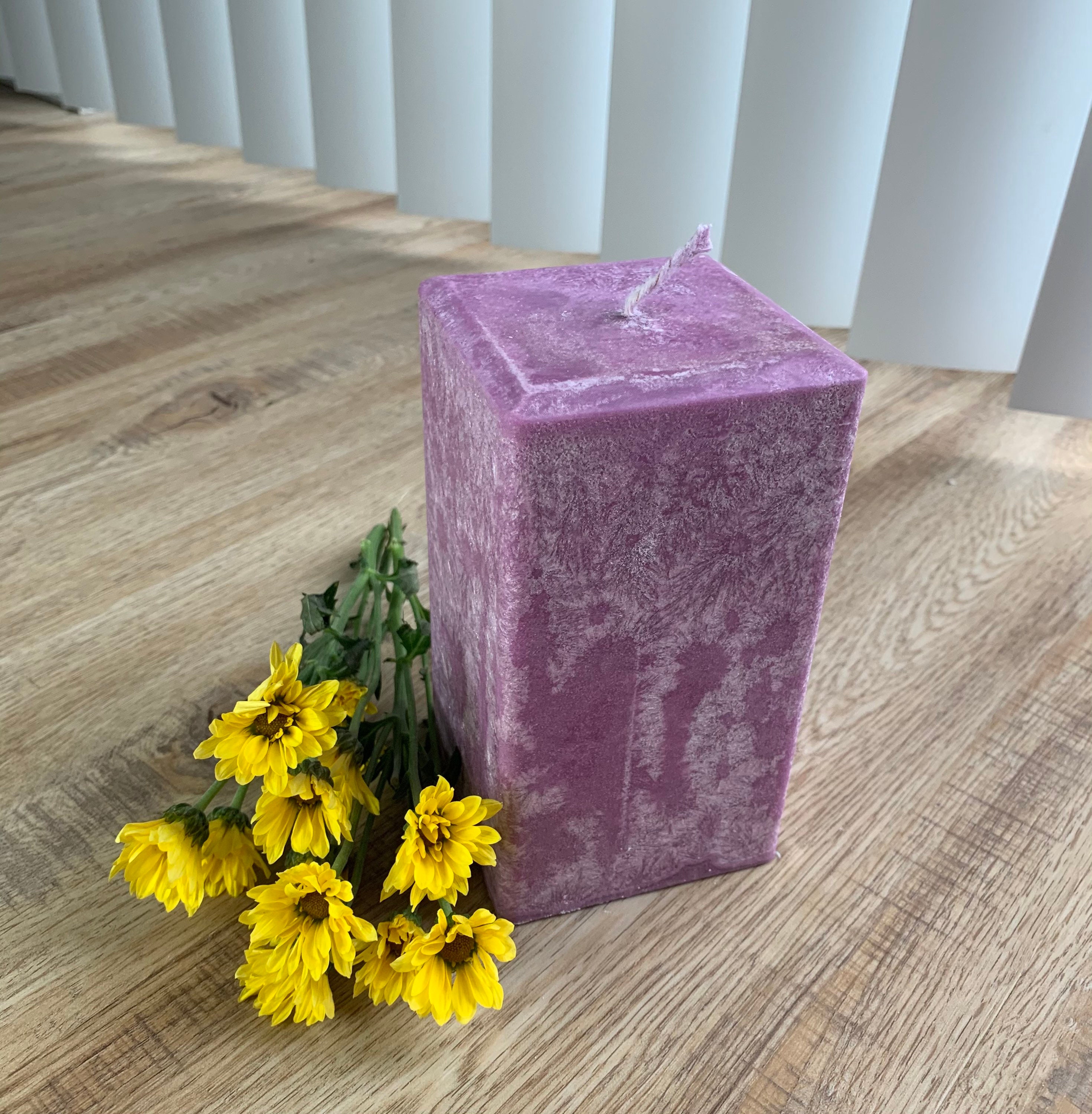 Purple Palm Wax Pillar Candle Custom Made All Natural Etsy