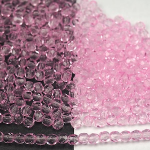 600 Crystal Pink Shimmer coated 3mm Preciosa Czech Fire Polished Round Faceted Glass Beads Traditional Czech Glass Fire Polish Wholesale