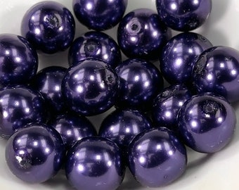 Czech Round Glass Imitation Pearls Hot Purple Pearl color 8mm 12mm 14mm