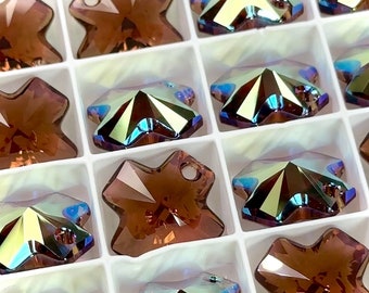 Swarovski Art 6866 Smoked Topaz AB coated top drilled chunky Cross Pendants in size 20mm 4 pcs
