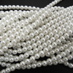 Perle finte di vetro ceco rotonde bianche da 2 mm, 3 mm, 4 mm, 5 mm, 6 mm, 7 mm, 8 mm, 10 mm Perle di cristallo bianco tradizionale da sposa in madreperla