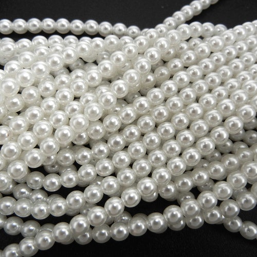 Perles d'imitation de verre rondes tchèques blanches en 2 mm 3 mm 4 mm 5 mm 6 mm 7 mm 8 mm 10 mm Perles de nacre blanches traditionnelles en cristal de mariée