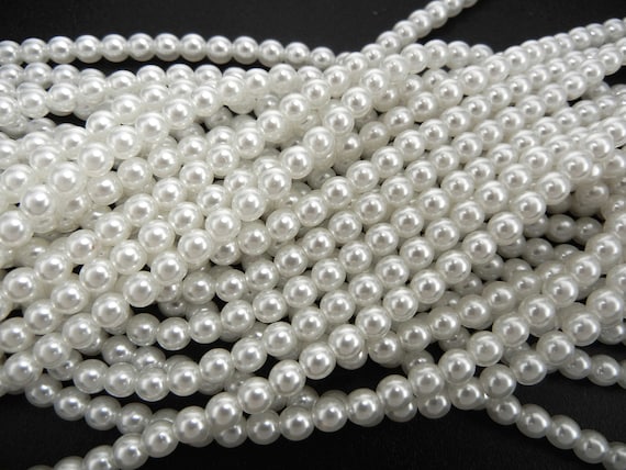 White Pearl Czech Round Glass Imitation Pearls in 2mm 3mm 4mm 5mm
