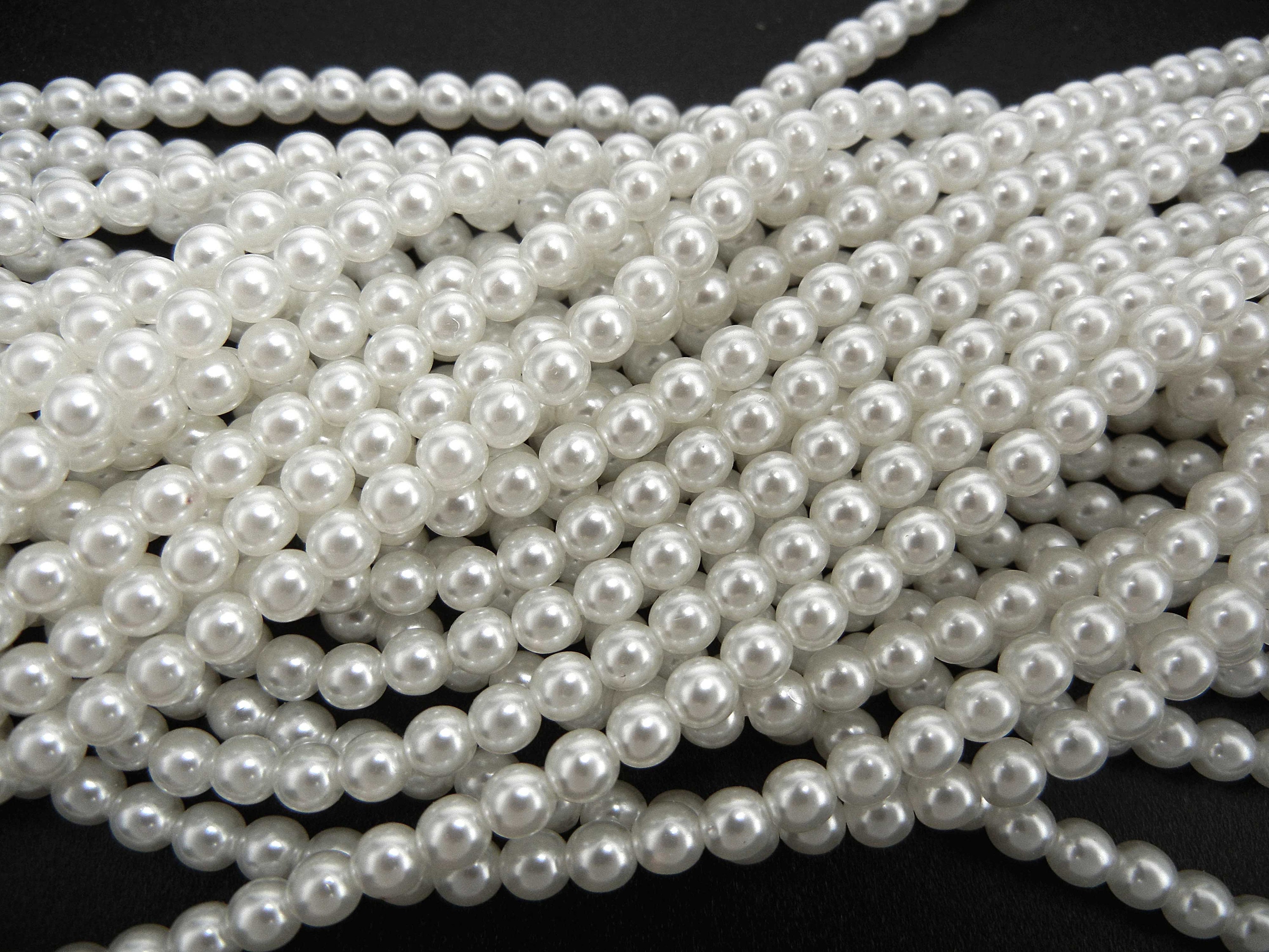 10mm Large White Pearls Faux Crystal Beads (~60 foot spool)