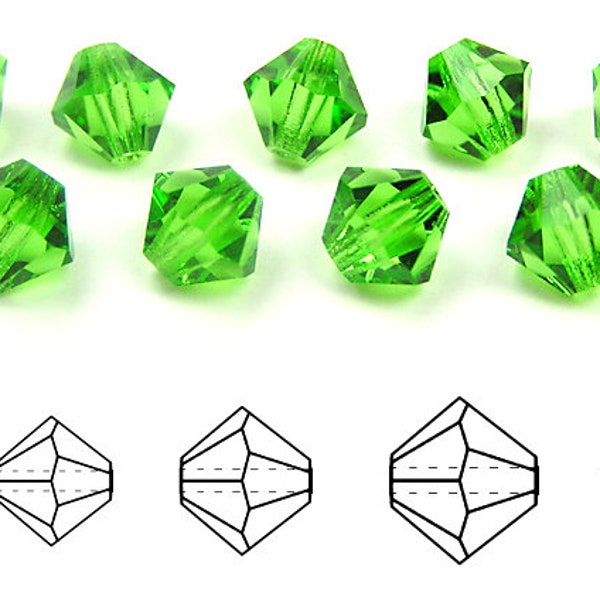 Peridot Traditional Czech Glass MC Bicone Beads Rondell Diamond Crystals 3mm 4mm 5mm 6mm 8mm Preciosa Transparent Light Green