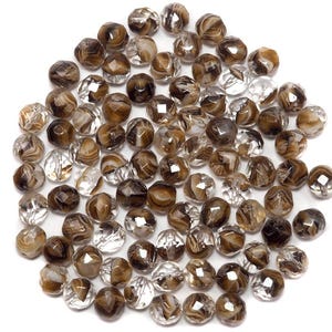 Crystal Brown and Grey Opal Givre, 3-tone combination, Czech Fire Polished Round Faceted Glass Beads, 8mm 36pcs