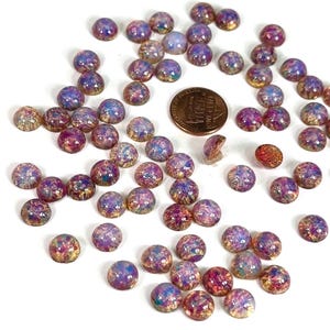 Silber Opal Glas Milky FireOpal Silber eingelegte Vintage tschechoslovakische Medium Dome Runde Cabochons 72 Stück Größe 9 mm Originalverpackung J732