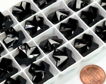 Swarovski Art 6866 Jet black top drilled chunky Cross Pendants in size 20mm 4 pcs