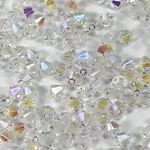Crystal Light AB2X Full AB Double coated Traditional Czech Glass MC Bicone Beads Rondell Diamond 3mm 4mm 6mm Clear 2x Aurora Borealis