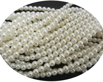 Off White Pearl, Light Ivory Czech Round Glass Imitation Pearls in sizes 2mm, 3mm, 4mm