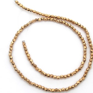 Crystal Aurum 2X goud volledig gecoate Tsjechische vuurgepolijste ronde gefacetteerde glaskralen preciosa 3 mm 4 mm 6 mm traditionele preciosa volledige Aurum2X afbeelding 4
