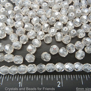 300 Crystal Hematite White Luster coated 6mm Preciosa Czech Fire Polished Round Faceted Glass Beads Traditional Czech Glass Fire Polish
