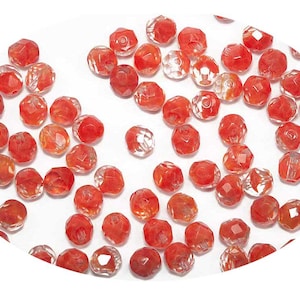 Crystal Red Givre, 2-tone combination, Czech Fire Polished Round Faceted Glass Beads, 8mm 36pcs