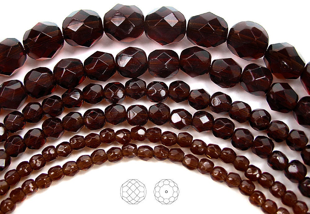 Czech Glass LARGE HOLE Tire Spacer Fire Polished Beads 9mm Topaz (Dark -  Crystals and Beads for Friends