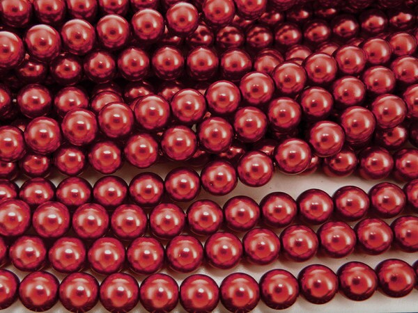 Vivid Burgundy Pearl, Czech Round Glass Imitation Pearls in 2mm, 3mm,…