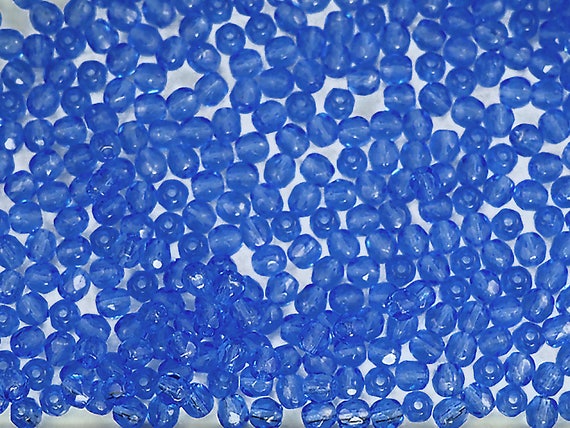 300 Perline Di Vetro Ceche Sfaccettate - 6mm, Cristallo Blu Lucidato A Fuoco Per Gioielli Fai Da Te