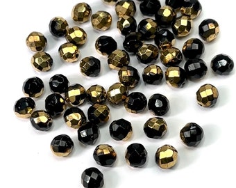 Perles Facettées Bohème Preciosa 10mm - Lot De 12 Perles JET AB Pour Création Bijoux - Fabriqué En France