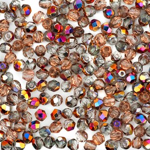 600 Crystal Pink Sliperit coated 3mm Preciosa Czech Fire Polished Round Faceted Glass Beads Traditional Czech Glass Fire Polish Wholesale