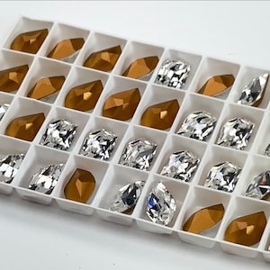 Swarovski Art 4803 15x10mm Crystal clear Gold Foiled Fantasy S Shape Pointed Back Rhinestone 12pcs SW002
