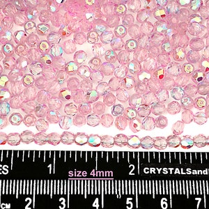 Crystal Pink Shimmer AB coated Czech Fire Polished Round Faceted Glass Beads 16 inch 3mm 4mm 6mm Traditional Preciosa Pink Aurora Borealis image 7